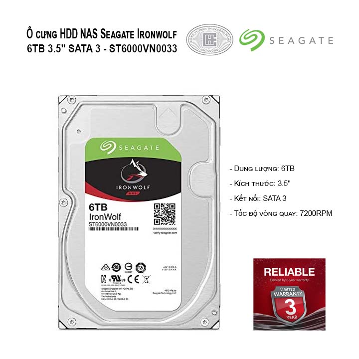 Ổ cứng HDD NAS Seagate Ironwolf 6TB 3.5