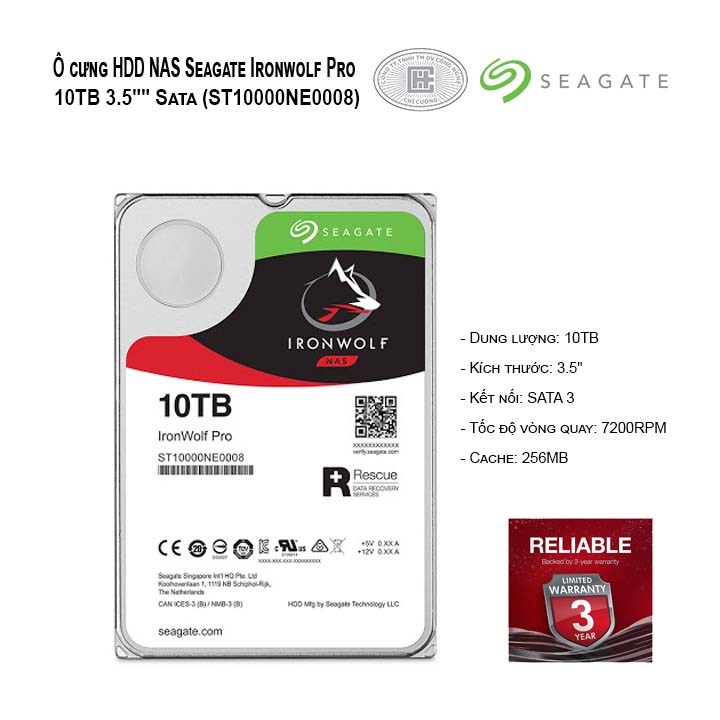 Ổ cứng HDD NAS Seagate Ironwolf Pro 10TB 3.5