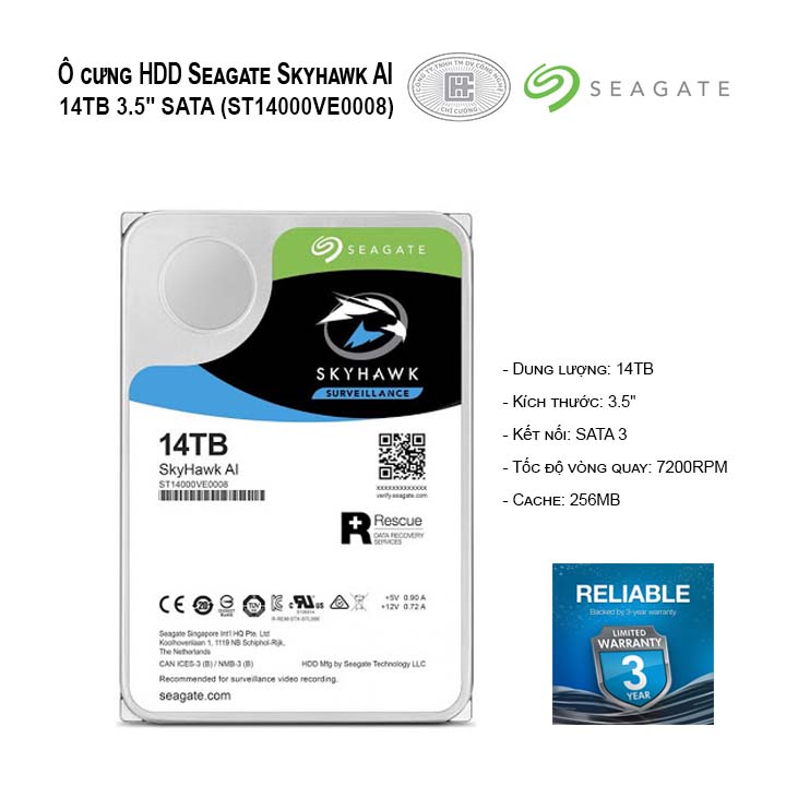 Ổ cứng HDD Seagate Skyhawk AI 14TB 3.5