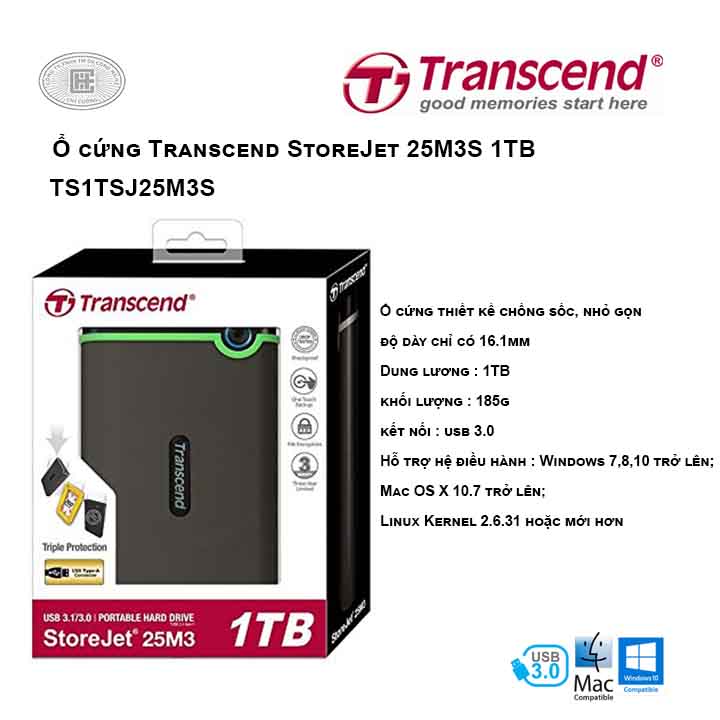 Ổ cứng Transcend StoreJet 25M3S 1TB TS1TSJ25M3S