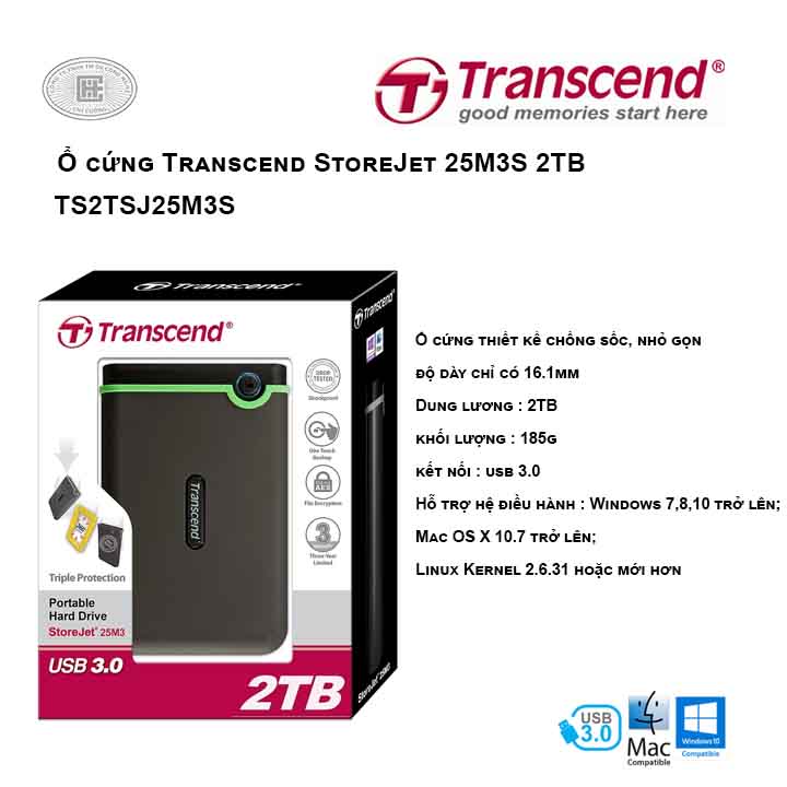 Ổ cứng Transcend StoreJet 25M3S 2TB TS2TSJ25M3S