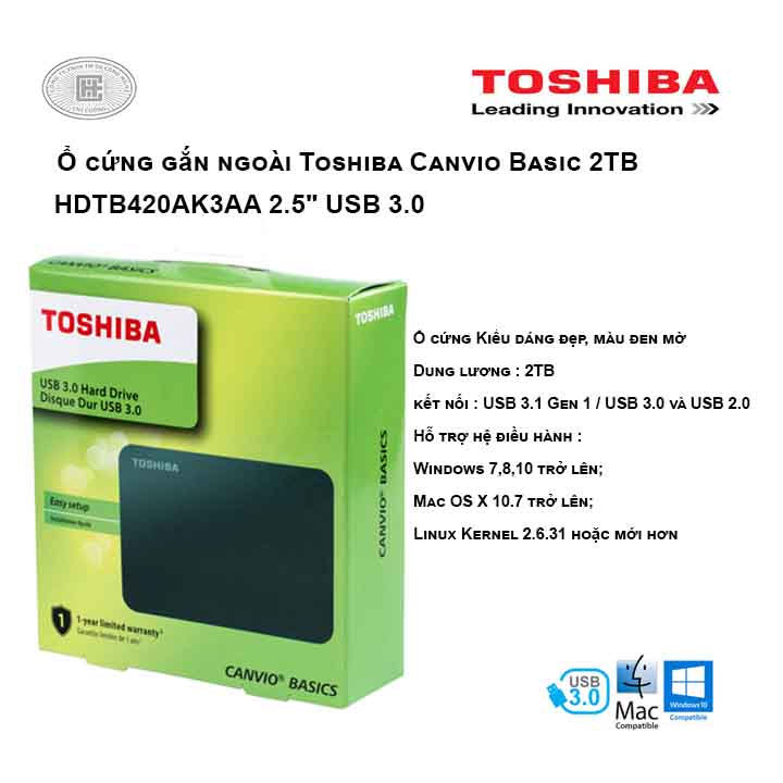Ổ cứng di động Toshiba Canvio Basic 2TB 2.5