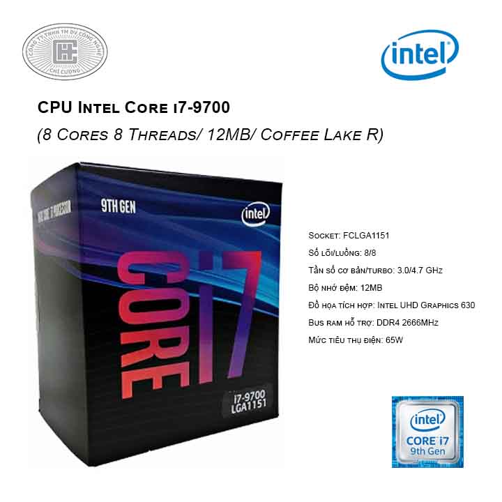 Intel Core I7-9700 3.00GHZ Socket LGA1151 Cache 12MB Processor